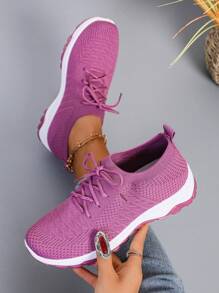 [Lila Damen Sportliche Sneaker] Rutschfeste flache Low-Top, Zweifarbige Außensohle, mit atmungsaktivem Premium-Mesh-Obermaterial, geeignet für den ganzen Tag, Laufen, Wandern, Fitnessstudio Training und Lässig