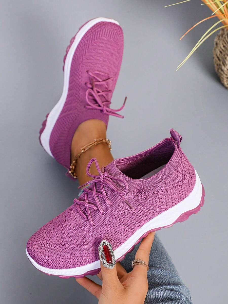 [Lila Damen Sportliche Sneaker] Rutschfeste flache Low-Top, Zweifarbige Außensohle, mit atmungsaktivem Premium-Mesh-Obermaterial, geeignet für den ganzen Tag, Laufen, Wandern, Fitnessstudio Training und Lässig