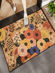 1pc [5mm Thick Anti-Slip] Spring&Summer Floral Patterned Doormat, Farmhouse Style Indoor/Outdoor Non-Slip Rug | Durable Polyester Material | Anti-Slip, Easy To Clean, Dirt-Resistant, Machine Washable | Entryway And Home Decor - Suitable For Room Decor, Small Carpet, Living Room Carpet, Bedroom Carpet, Kitchen Carpet, Bathroom Carpet, Area Rug - All Season Use, Holiday Decoration