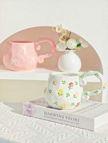 1 Stück kreative, hochwertige, handbemalte Keramik-Kaffeetasse mit Blumenmuster in großer Kapazität - Verschiedenfarbig - Übersicht 6