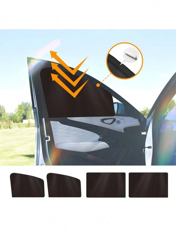 SUITU 1/4 Pieza Parasol de ventana lateral de coche - Accesorios para automóvil. Cortina negra para oscurecer el coche, cortina magnética universal para acampar, dormir, protección solar, siesta, cambio de ropa.
