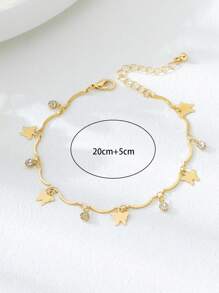 1 pieza Elegante cadena para el tobillo con colgante de mariposa de strass y flecos, estilo bohemio, adecuado para que las mujeres lo usen en vacaciones, fiestas o diario