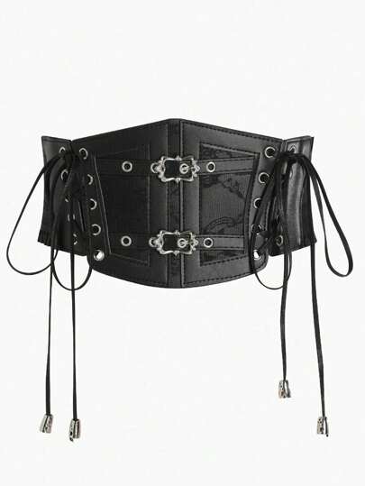 1 peça acessórios renascentistas femininos cinto elástico preto bustier espartilho renda malha sexy cintura cincher, adequado para festa de Halloween ou uso diário