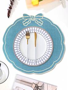 1/2/4 peças de jogos americanos de tecido com laço festivo, adequados para decoração de mesa de festa de casamento, jogos americanos com estampa dourada de PVC, tapetes para máquina de café, almofadas de isolamento térmico antiderrapantes para festa de casamento, celebrações de feriados, piqueniques, banquetes de aniversário