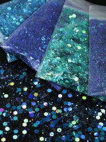 4 Packs Holographic Glitter Mix Set, Suitable For Letter Keychain Filler, DIY Crafts, Jewelry Making Materials - Multicolor - View 4