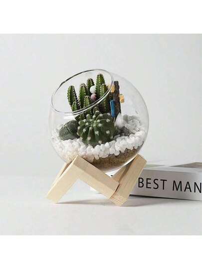 1 Stück runder Glasbehälter - einzigartiger dekorativer Behälter, geeignet für kleine Sukkulenten, Moos und Minipflanzen - großartig für Heim- oder Bürodekoration, verleiht jedem Raum Eleganz - ideal als Weihnachts- oder Neujahrgeschenk