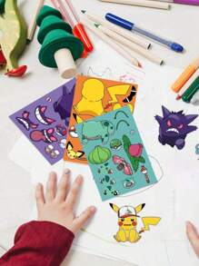 pokemon 8pcs Pokemon 6.3" X 4.3", Make Your Own Cartoon Game Themed Cute Stickers, Make Character Stickers For Party Favor Supplies, Crafts, Toy Stickers, Birthday Gift Toys, Craft Stickers, Cute Stickers, Pikachu, Craft Kits, Ideal Gift For Enthusiasts