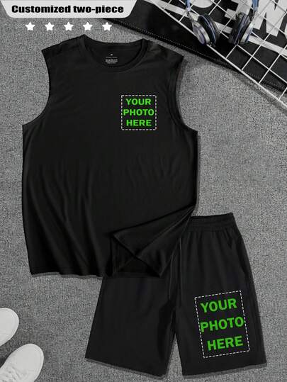 Customized Tank Top & Drawstring Shorts/Men's 2 Pieces Set/Casual/Streetwear/Sports/Outdoor-Tennis Golf Style/ALL/Global/All Spring/Summer/Autumn/Fitted/Drawstring/Applique/Holiday/College/Daily/Birthday/Anniversary/Other/Christmas/Halloween/Thanksgiving/Valentine's Day/Pride Month/Teacher's Day/Father's Day/Easter/Mother's Day/Ramadan/New Year's/April Fool's Day/Independence Day/Labor Day/Eid Al-Adha/St. Patrick's Day