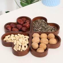 1pc Valentine's Day Creative Candy Solid Wood Tray, Stackable Dried Fruit Box Nut Tray Creative Walnut Tray, Heart Shaped Candy Box, Wooden Fruit Box Whole Wood Dried Fruit Storage Tray Japanese Solid Wood