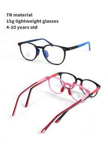 [1 Piece] Children's Non-Prescription Glasses Without Prescription For Reading And Writing. Children's Glasses Frame Is Comfortable And Lightweight. Children Aged 3-8 Years Old Have Oval Shape, Fashionable And Classic College Style For Daily Wear - Blue Light Blocking Glasses - View 2