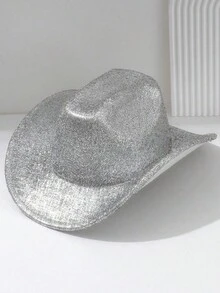 1 pieza Sombrero de copa neutro para hombres y mujeres con acabado cepillado y unicolor brillante, estilo punk con ala ancha, adecuado para fiestas, eventos con tema occidental, reuniones, fiestas de compromiso, juegos de roles, ceremonias de graduación, fiestas de disfraces, festivales, bodas, celebraciones de cumpleaños, festivales de música, ceremonias de mayoría de edad, de moda y versátil - color sólido - Ver 3