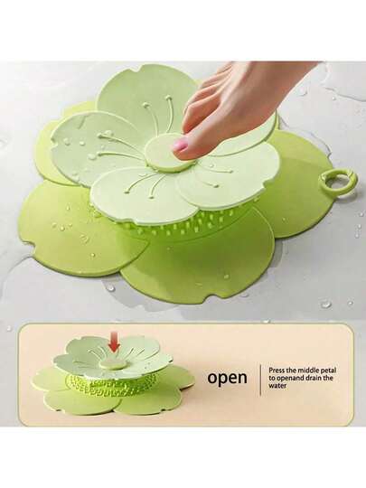 1pc Sakura Pattern Silicone Toilet Drain Cover, Odor-Proof Drain Pipe Deodorizer Tool, Soft & Snug Fit For Kitchen, Bathroom And Sink, Suitable As Christmas Gift, Bathroom Decor For Autumn And Back To School Season