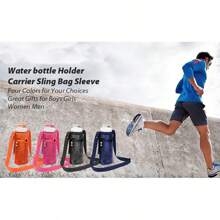Water Bottle Holder Carrier With Adjustable Shoulder Strap - Beach & Sports Bottle Bag For Hiking, Gym, Camping, Walking, Travel