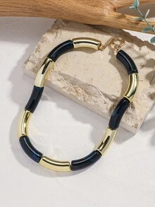 1pc Stylish Luxurious Simple Colorful Resin Bent Tube Necklace, Women Choker Necklace Suitable For Daily Wear And Party - Resin Necklace - View 17