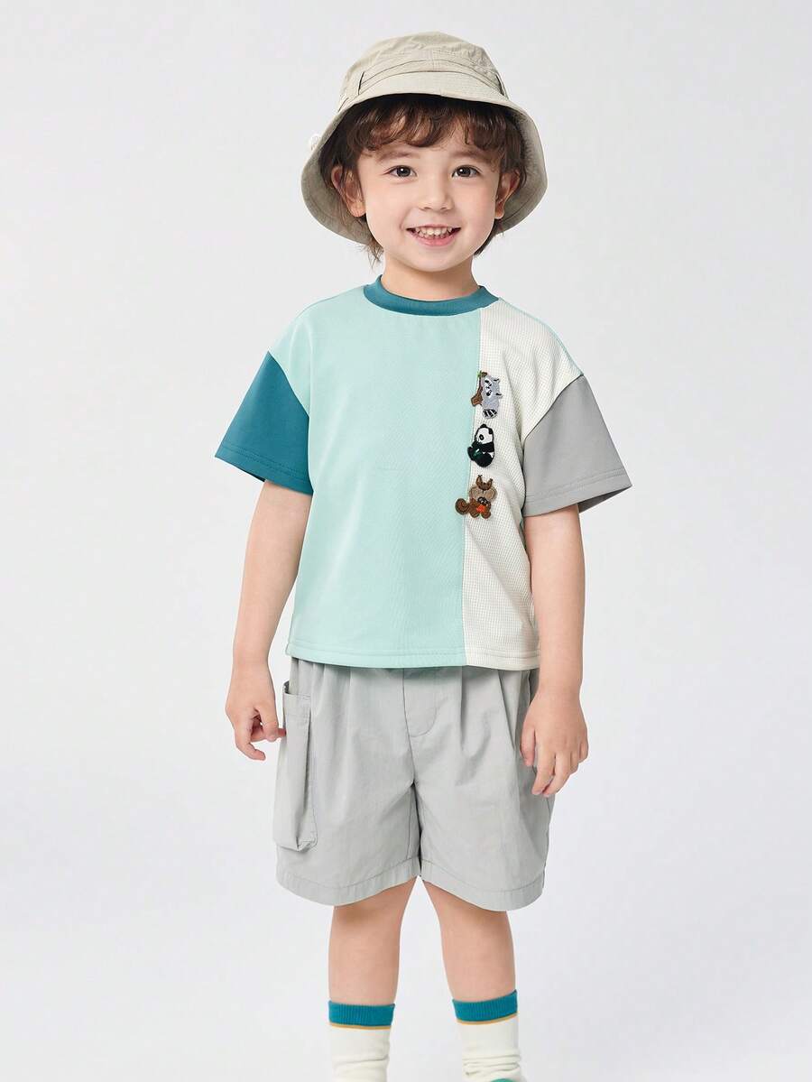 Balabala 儿童短袖套装男童两件套2025夏季 - 米色 - 查看 1