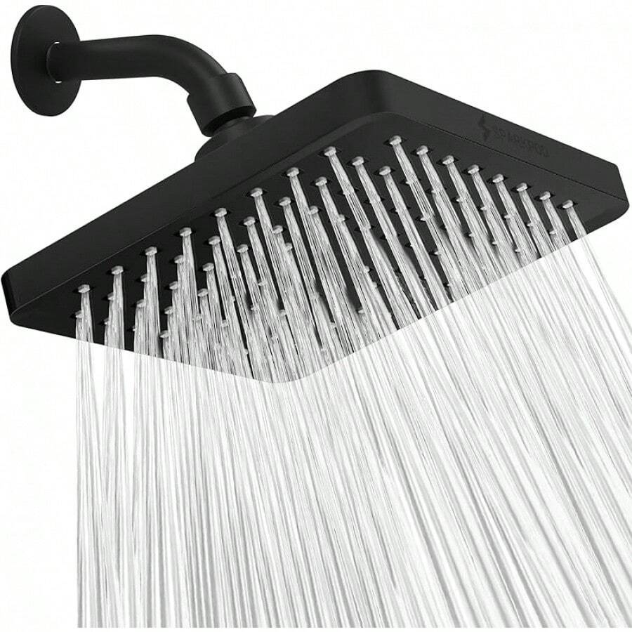 SparkPod Cabezal de regadera -Lluvia de alta presión -Diseño cromo moderno y lujoso -Instalación sencilla sin herramientas -El reemplazo ajustable perfecto para los cabezales de regadera de tu baños - Negro medianoche mate - Cuadrado de 8" - Ver 1