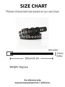 1 pieza Cinturón de mujer de unicolor, estilo punk, de piel de PU, con diseño calado, moda versátil de estilo callejero, adecuado para todas las estaciones, otoño, Halloween