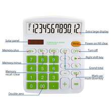 12 Digit Desktop Calculator With Large LCD Display, Office Calculator, Dual Power (Black, Pink And Blue) - Black - View 10