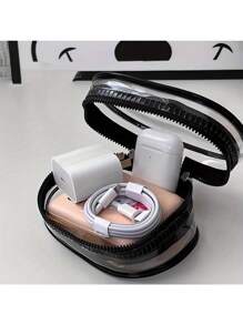 2Pcs Mini Convenient Transparent Cable Storage Box, Used For Storing Data Cables, Chargers, Headphones, Accessories, Etc., Suitable For Use As A Key Bag During Outdoor Travel