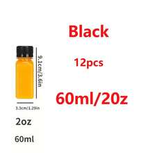 18個/12個/3個/1個 耐用塑料果汁瓶附蓋。適用於牛奶、汽水、堅果碎。我們的果汁容器非常適合旅行、商務、野餐和任何聚會。輕巧易攜帶，您可以手持或放入背包中。返校、聖誕節、萬聖節、感恩節 - 黑色 - 查看 16