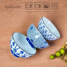 3pcs- Rice Bowls Set - Vibrant Underglaze Color, Creative Ceramic, Small Soup Bowl, 4.5 Inch Diameter, Tableware, Household Essentials, Microwave And Dishwasher Safe, Easy To Clean