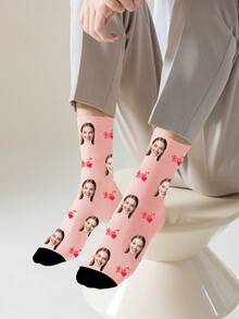 1 Pair Custom Face Socks, Custom Photo Sock, Custom Printed Socks, Personalized Funny Face Socks, Custom Picture Socks, Put Any Face On The Socks, Anniversary Gift - Multicolor - View 5