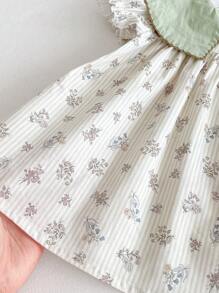Robe d'été à col montant et volant avec fleurs ditsy pour bébé fille