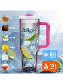 Sanrio Nouveau modèle 2025 Gourde isotherme en acier inoxydable H2.0 Flamant rose pour la Saint Valentin, bouteille d'eau en acier inoxydable à double paroi isolée sous vide. Tasse de voyage pour boissons glacées, parfaite pour les déplacements, la maison, le bureau et les rafraîchissements d'été, avec poignée et paille