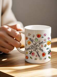 1pc Custom Name Mug For Mother's Day, Personalized Name Coffee Mug, 15oz Personalized Flower Mug, Personalized Text Anniversary Mug, Unique Gift For Women's Day, Housewarming Gifts, Valentine's Gift, Anniversary Gift, Mother's Day Gift, Ideal Gift For Mom, Grandma, Unique Gift For Wife, Thanksgiving Gift, Christmas Gift, Perfect Gift For Mother, Personalized Gift For Her - Style 3 - View 3