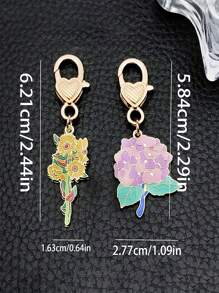 5pcs Cute Enamel Purple Rose Flower Keychains, Bag Charms Keychain Accessories, Suitable For Graduation, Holidays, Birthdays And Best Friend Gifts