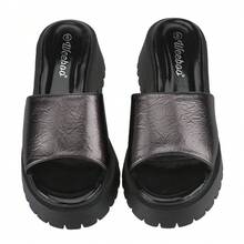 BELOVELY[High-50]Platform Sandals Women Slides Chunky Heels  Sandals Fabric Mule Fitted Cloud Lightweight Shoes Slipper +Memory Foam - 灰色 - 查看 2