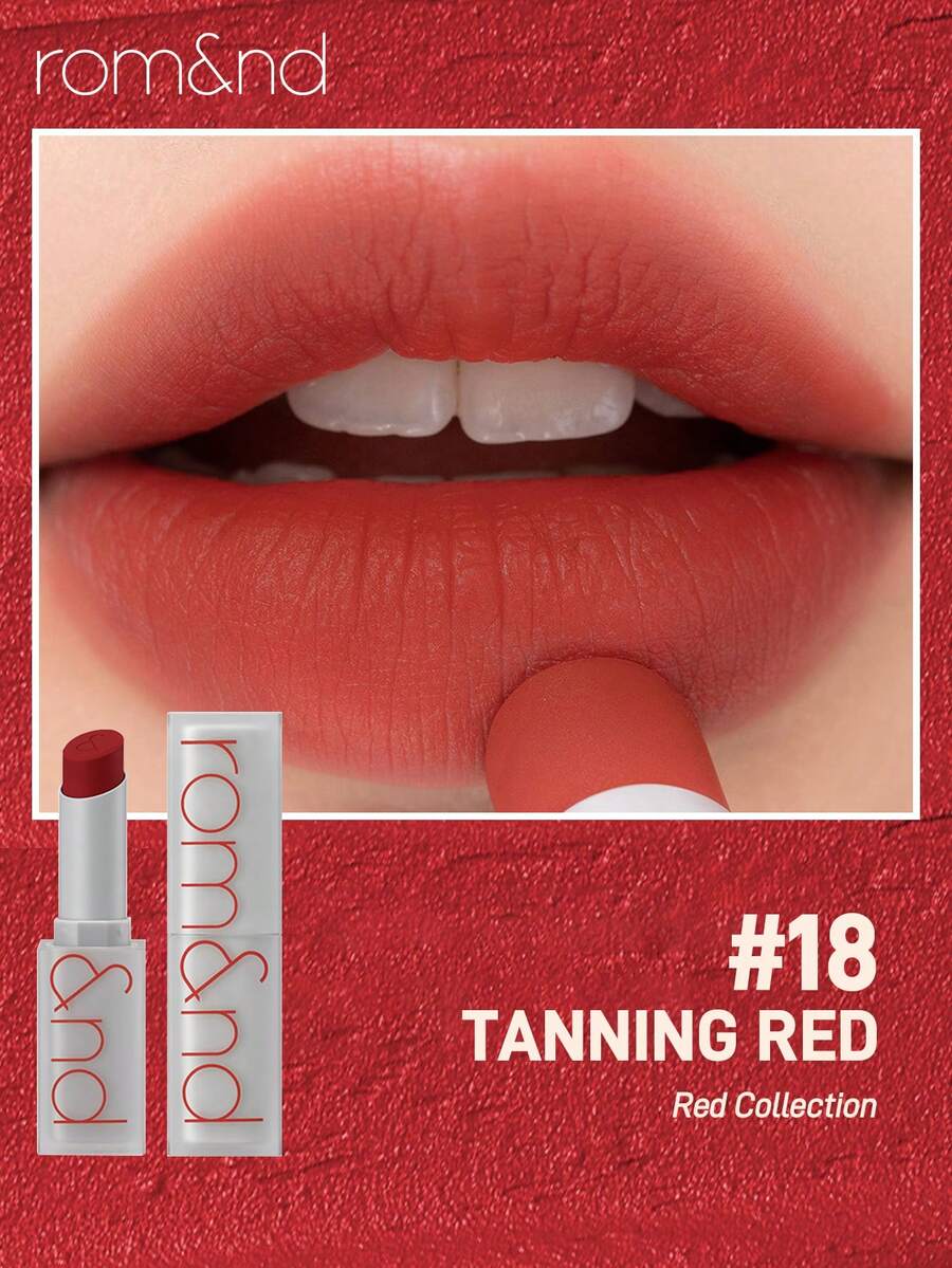 Rom&nd Romand ZERO MATTE LIPSTICK, Suitable For Daily Use - 18 TANNING RED - View 1