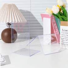 L-Shaped Acrylic Thick Transparent Book Stand Multifunctional Creative Office Desk Storage Book Stand Shelf Back To School