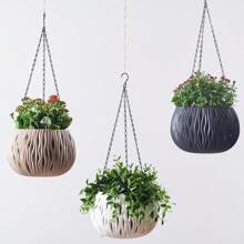 Hängende Blumentopf Kunststoff Rattanoptik Pflanzgefäß, robuster hängender Korb für Sukkulenten, Efeu und mehr