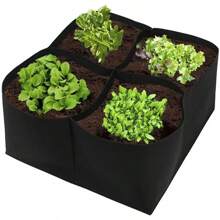 4/8 rejillas Bolsas de cultivo de vegetales: diseño de divididor de espacio grande, material de fieltro no tejido, duradero, adecuado para jardín, balcón, azotea, patio, patio trasero, bolsas para vegetales y frutas