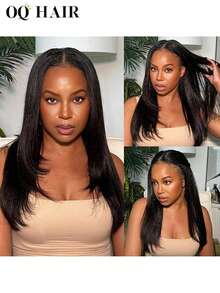 OQ Hair Upgrade U Part V Part Wigs Kinky Straight V Part Wig Human Hair Human Hair Wig No Leave Out Brazilian Human Hair 180% Density 16-24 Inch Natural Color For Women Halloween Costumes For Women Halloween Nails Plancha Para Cabello Glueless Wig Human Hair Halloween Maquillaje Hair Extensions Cosplay Fairy Hair Wedding Mermaid Black Wig Hair Stuff - SNatural - View 3