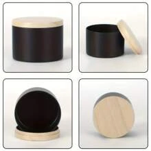 Conjunto de 48 peças para fazer velas, incluindo 6 frascos pretos de vela com tampa de madeira de 4 oz, com adesivos para pavio, 16 pavios, 20 adesivos para segurar os palitos de vela e 6 suportes de pavio para artesanato de velas DIY, artes e ofícios, ótimo para iniciantes e hobbistas, perfeito para presentes de Natal, Halloween, Páscoa, Ação de Graças e Dia dos Namorados!
