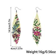 AHAYA Handmade Beaded Tassel Earrings Official Website Original Design Bird Flower Asymmetric Bohemian Style Seed Bead Pendant Earrings Women's Jewelry Gift For Women