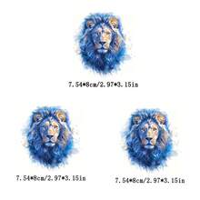 1pc/ 2pcs/3pcs Blue Lion DIY Garment Iron-On Sticker, Novelty For Men ...