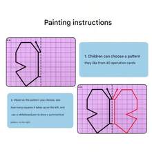20 Symmetric Pattern Grid Drawings, Reusable, 10 Double-Sided Grid Sheets With Different Patterns, Symmetric Grid Erasable Drawing Set, Cute Cartoon Grid Drawing Graphics, Suitable For Pencil Control Training, Home And School Use, School Gifts, Holiday Gifts, Back To School