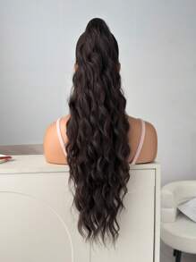 Ponytail Extension Claw 24 Inch Curly Wavy Straight Clip In Hairpiece One Piece Long Pony Tails For Women Brown Claw Ponytail Extension