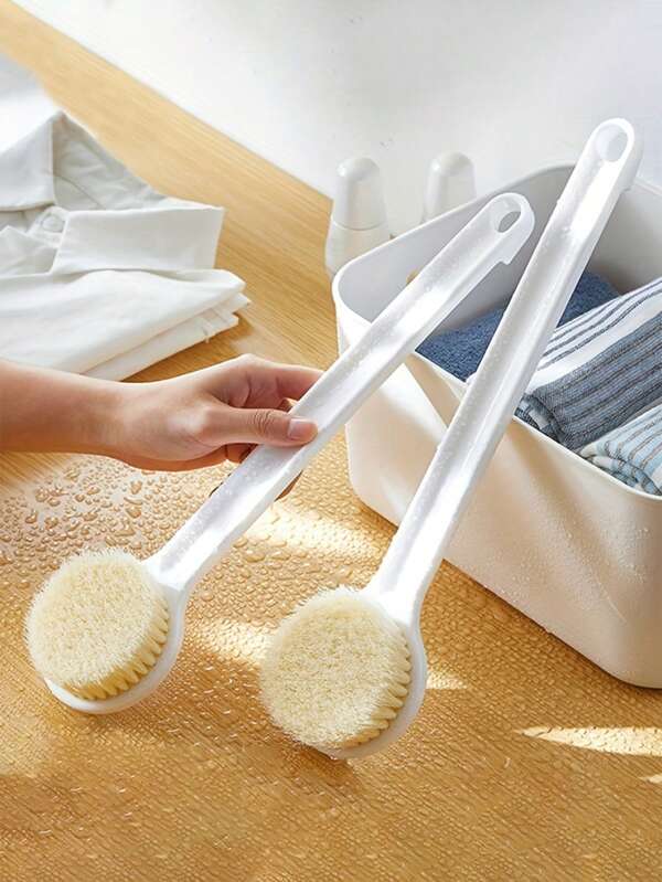 Long Handle Shower Brush With Exfoliating Scrubber For Body And Back - Massage And Exfoliate Skin In The Bathroom