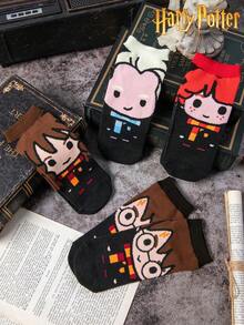Harry Potter 4 Pairs Of Men's Socks, Magic Academy Cute Cartoon Character Academy Style Breathable Short Socks, Women's Socks Soft Socks, No Show Socks, As A Gift