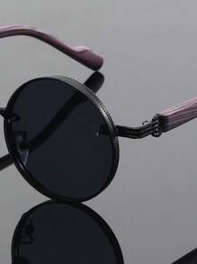 1 Stück vintage runder Brille im Punk-Stil mit Holztextur, hochwertige Modebrillen für Streetstyle