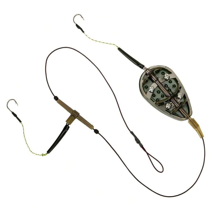 1pc European Style Carp Fishing Feeder Set, Including Strong Power Fishing Line, Feeder, Lead Feeder Cage, Baiting Cage