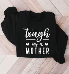 Tough As A Mother Sweatshirt, Funny Mom Sweater, Mom To Be Sweatshirts, Gift For Mom, Mom Life Sweaters, Strong Moms Sweatshirt, Mom With Kids. SD-3845 - 黑色 - 查看 1