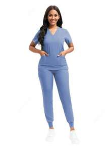 High Quality Scrub Uniform Jogging Pant Pet Grooming Doctor Work Clothes Health Care School Accessories Nursing Workwear Spring - Light Wash - View 4