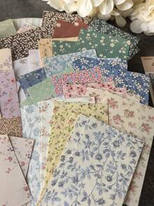 1 包 60 张复古碎花剪贴簿纸，DIY 工艺装饰材料，便笺，学校用品，返校