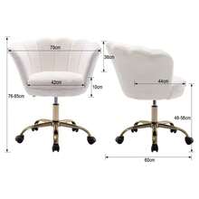 Chairus Home Office Chair, Velvet Swivel Chair, Height-Adjustable Desk Chair With Petal Backrest, Gold-Plated Base, Armchair For Bedroom/Dressing Table - trắng - Xem 2