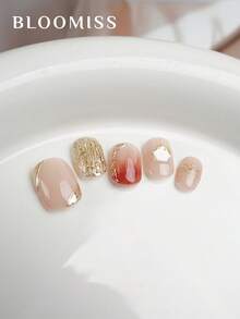 10pcs Handmade Press-On Nails, Soft Hue Elegant Short Reusable Nail Tips, Wearable Manicure - Multicolor - View 3